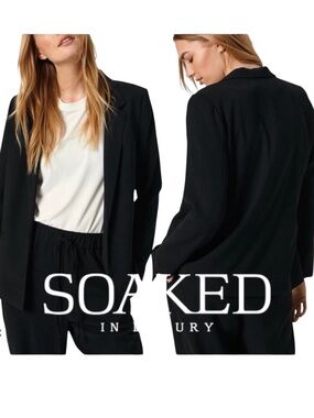 Soaked in Luxury Black Shirley Open Front Long Sleeve Blazer Jacket (XS)